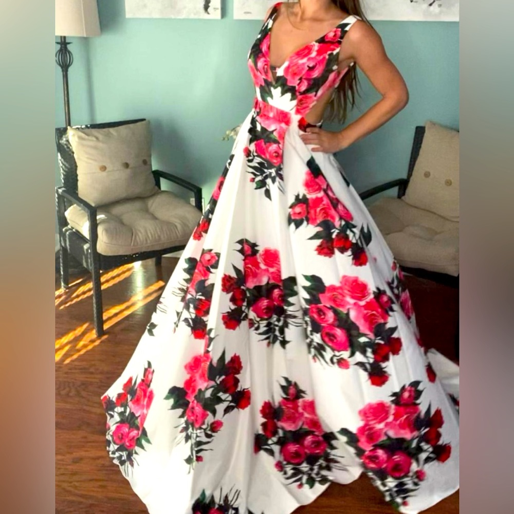 jovani floral prom dress